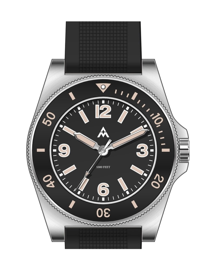 ANIMO Sport Diver watch, silver case, black dial