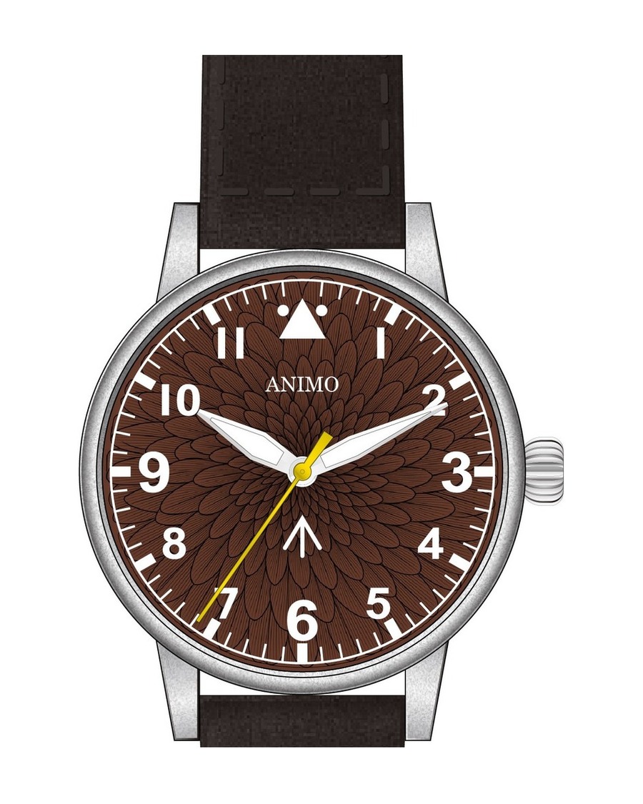 ANIMO Field Watch, Earth Brown dahlia dial
